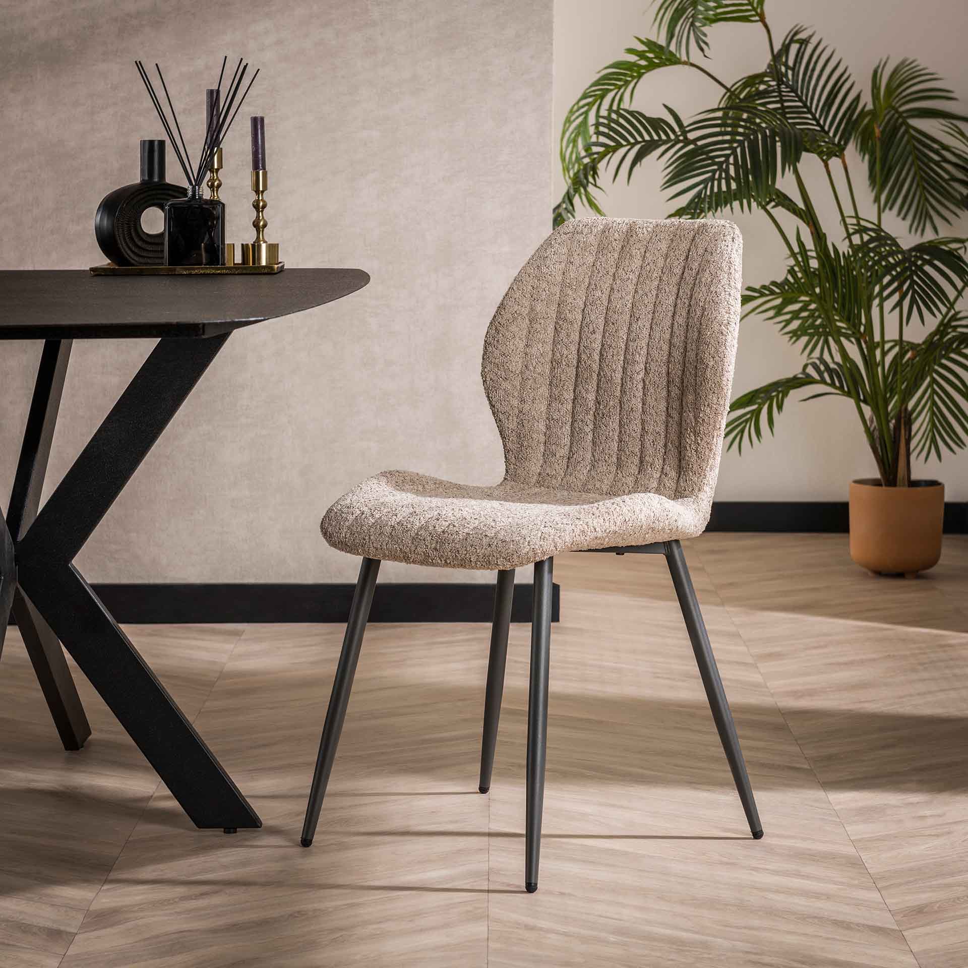 Eetkamerstoel Collin | Beige Bouclé