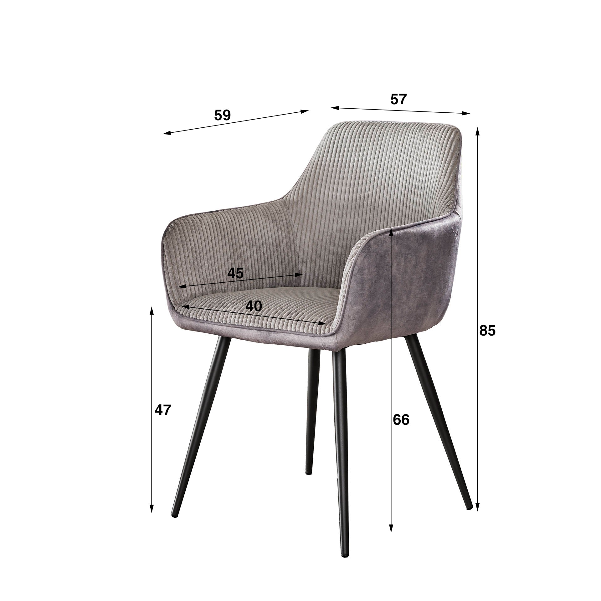 Eetkamerstoel Washington | Zilver Ribcord