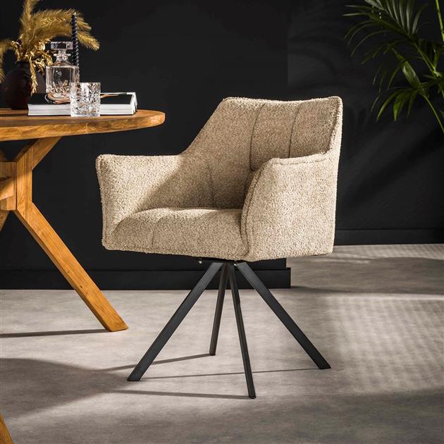 Eetkamerstoel Raster | Beige Bouclé