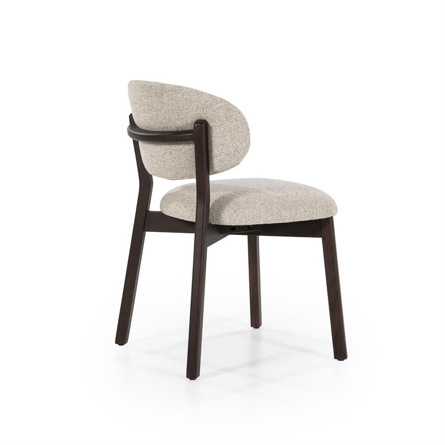 Eetkamerstoel Mikky | Taupe Stof | Donker bruine Poten