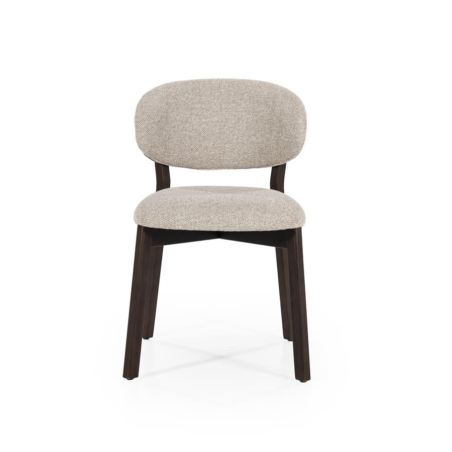 Eetkamerstoel Mikky | Taupe Stof | Donker bruine Poten