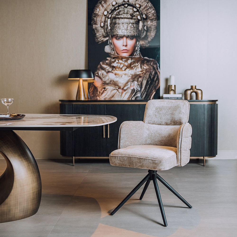 Eetkamerstoel Rumo | Beige Stof | Magazijn leegverkoop