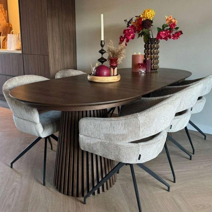 Nova Ovale Eettafel Walnoot 120-160-200 cm