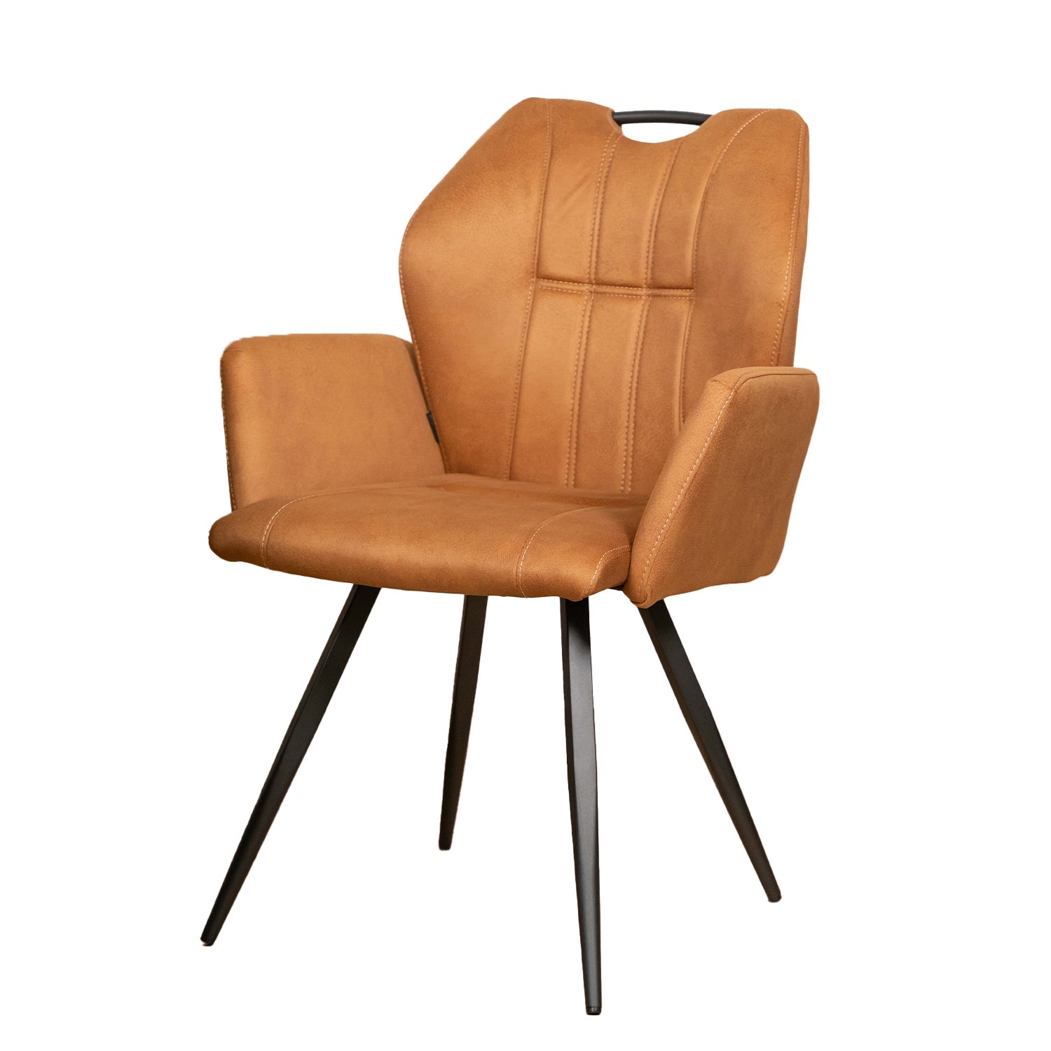 Eetkamerstoel Puck | Cognac Microvezel | Magazijn leegverkoop