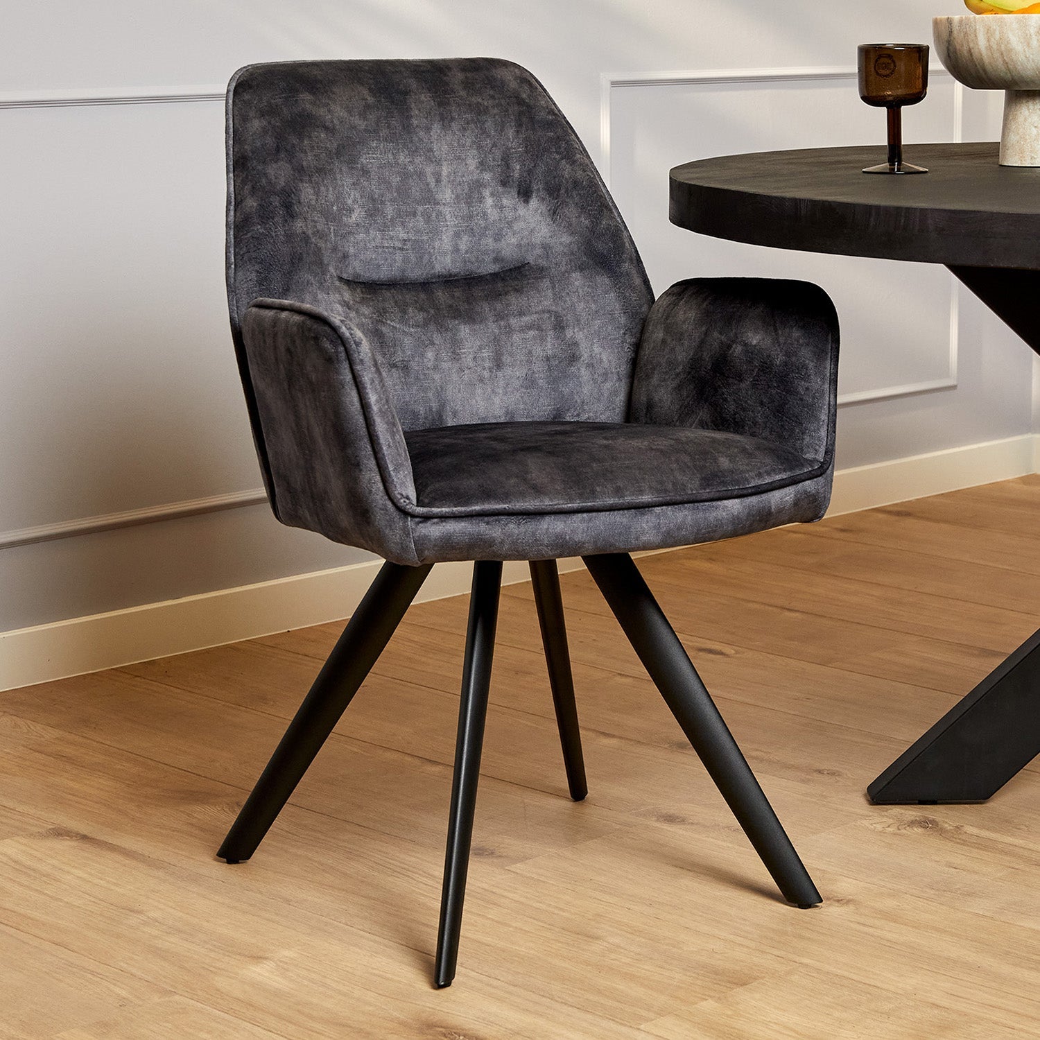 Eetkamerstoel Nova | Antraciet Velvet