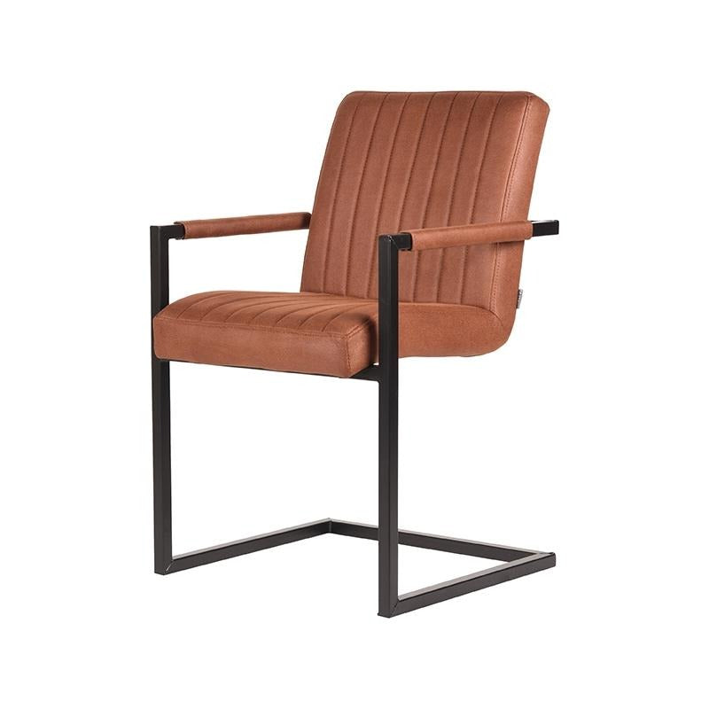 Eetkamerstoel Milo | Cognac Microvezel | Magazijn leegverkoop
